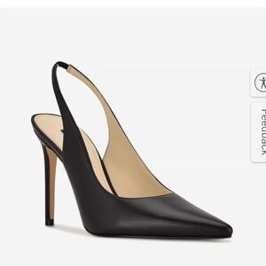 Elegant Black Slingback Heels : Nine West feather pump with box